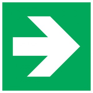 Посока на движението - надясно (допълнителен информационен знак)